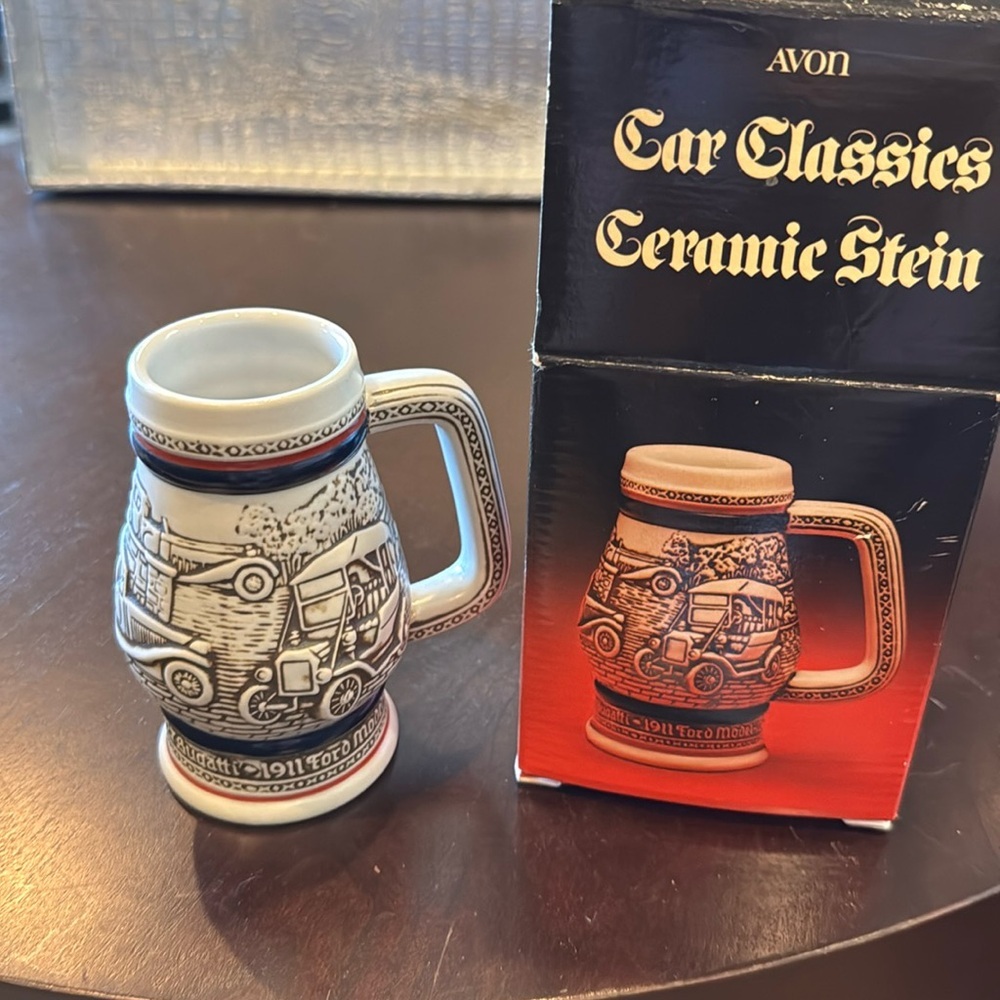 Vtg Avon Car Classics Ceramic Stein Cream Ford Model T 1982 with Box 5"